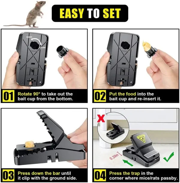Automatic Spring Reusable Black Rat Mice Mouse Trap