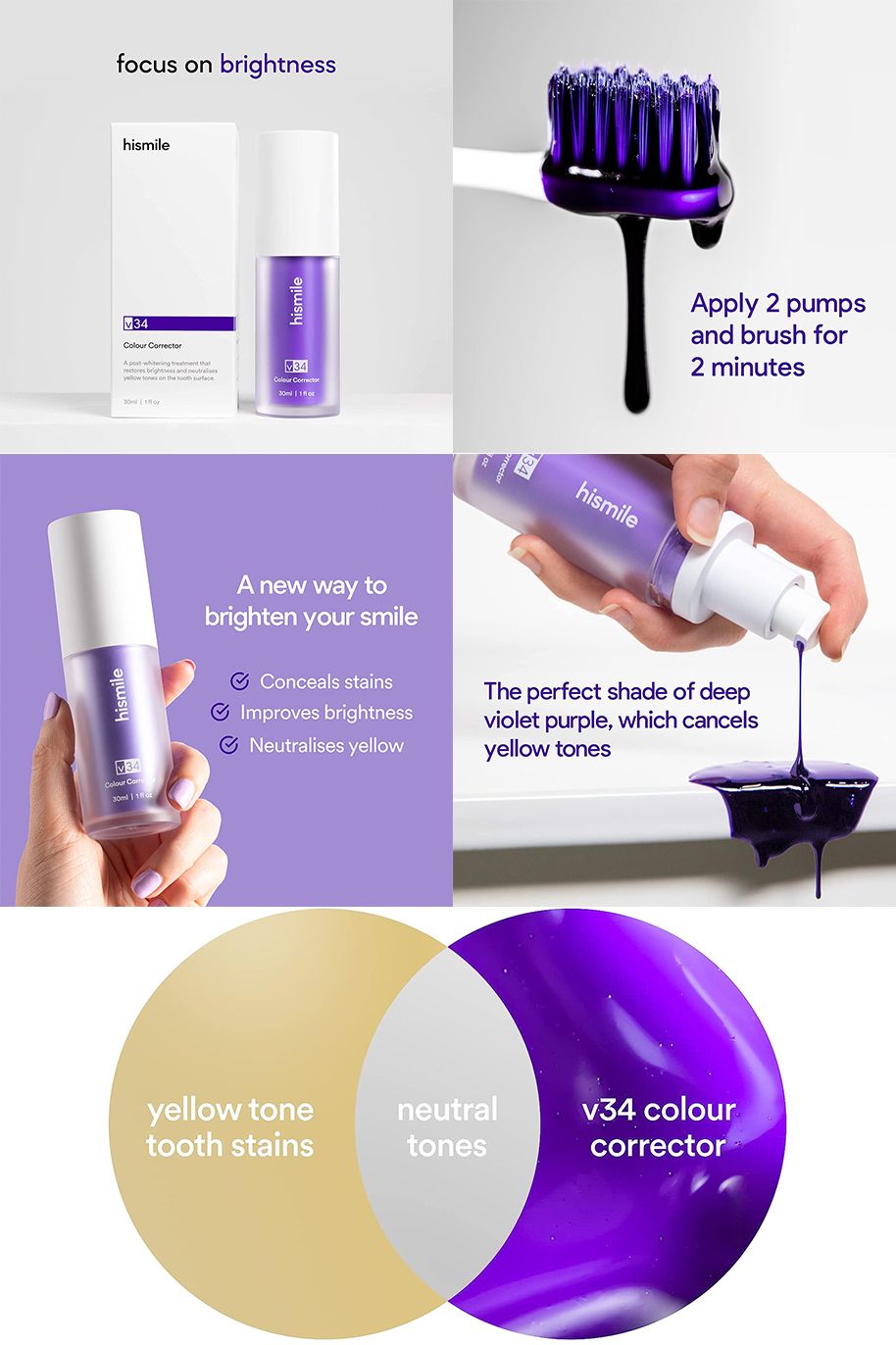 30ml V34 Purple Whitening Toothpaste Care For Teeth Gums